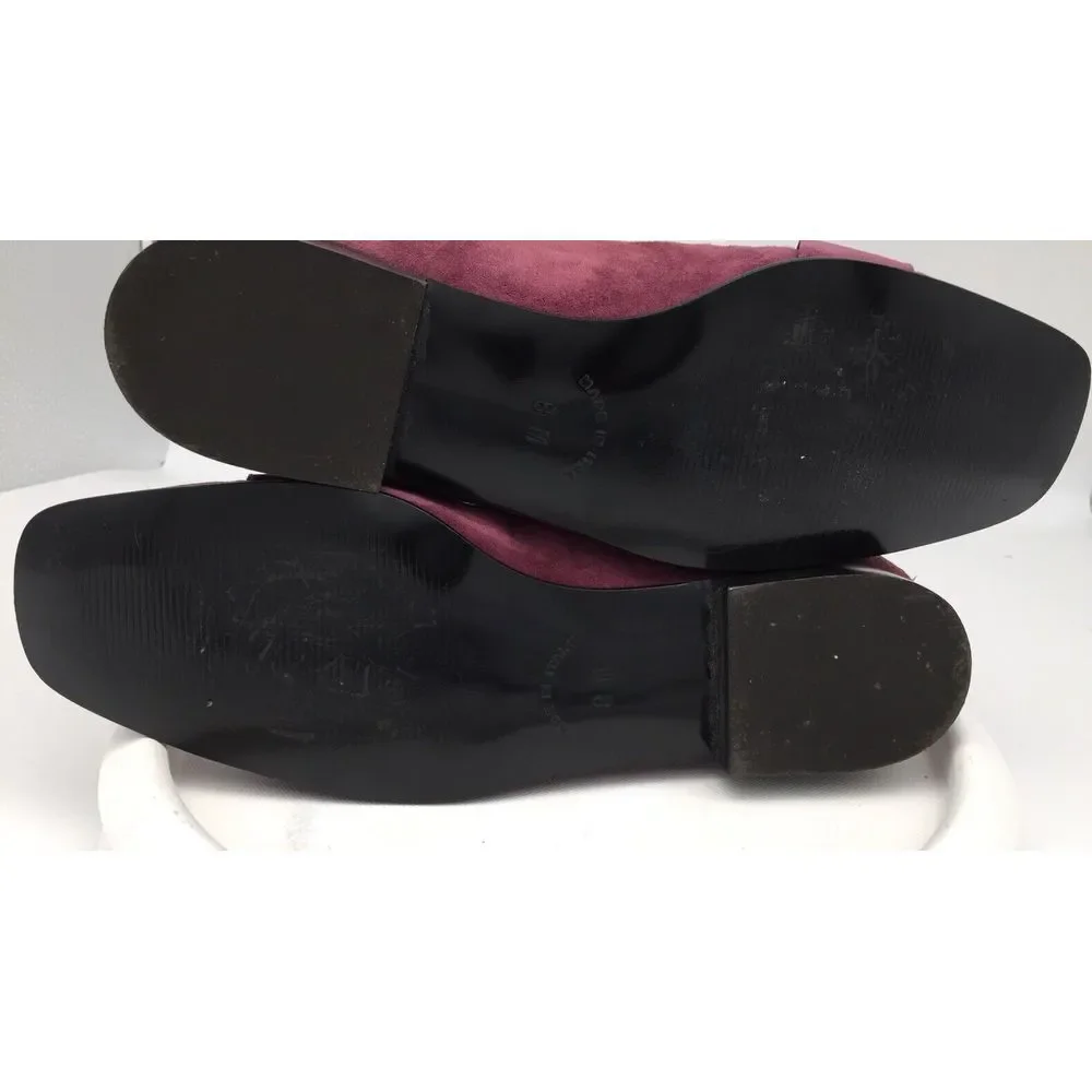 Enrico Gori Burgundy Suede  Firenzi Womens' Apron Toe Slip Ons‎ Sz 8M  Italy
